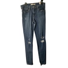 Levis Womens 711 Skinny Jeans Size 26 Distressed Denim Blue Stretch Distressed