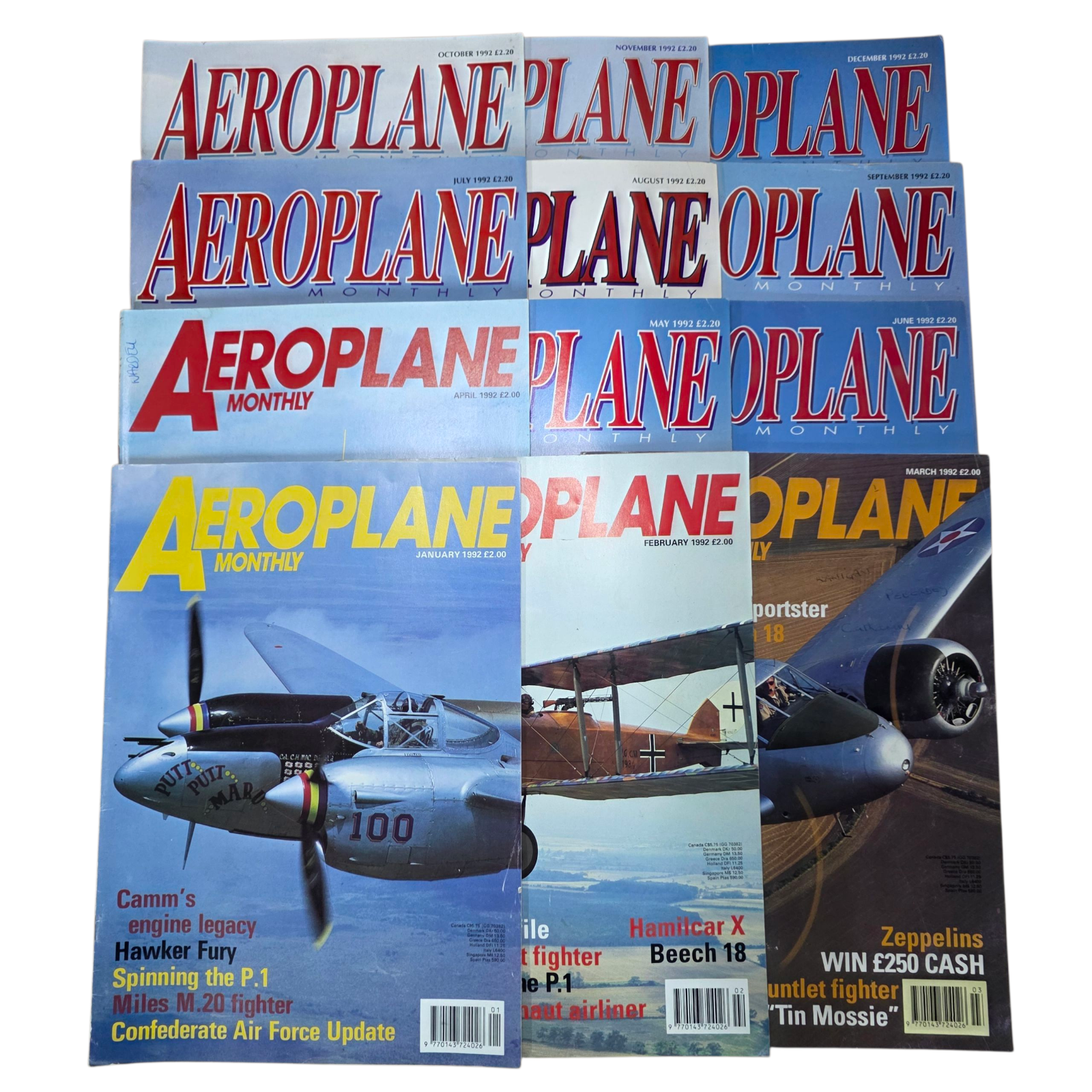 Aeroplane Monthly Magazine Complete Year JAN-DEC 1992 - 12 Monthly Issues Flight