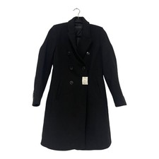 Zara Womens Coat Jacket M Medium Black Wool Blend Double-Breasted 2443/826 NWT