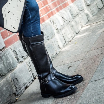 Herrenstiefel mit runder Spitze Outdoor Militärische Kampfstiefel Reitstiefel - Bild 1 von 4