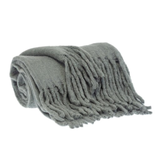 Super Soft Gray Soft Solid Color Handloomed Throw Blanket - Picture 3 of 10