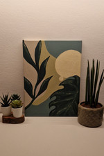 Quadro fatto a mano, Moderno Botanico, Arte Astratta Tropicale. Tela 30×40 cm