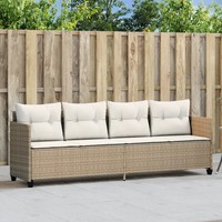 Sonnenliege Poly Rattan Beige Mit Kissen FüR Garten Terrasse Balkon