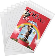 Acid-Free Picture Sleeves, 100 Pack Crystal Clear Storage Bags for 16X20 Art Pri