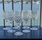 Set Of 7 Vtg Waterford Crystal Powerscourt Water Goblets Ireland Gothic Stamp