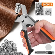 EYELET PLIERS HOLE PUNCH COMPLETE TOOL KIT SET WITH 500PCS 10MM EYELETS CRAFT UK