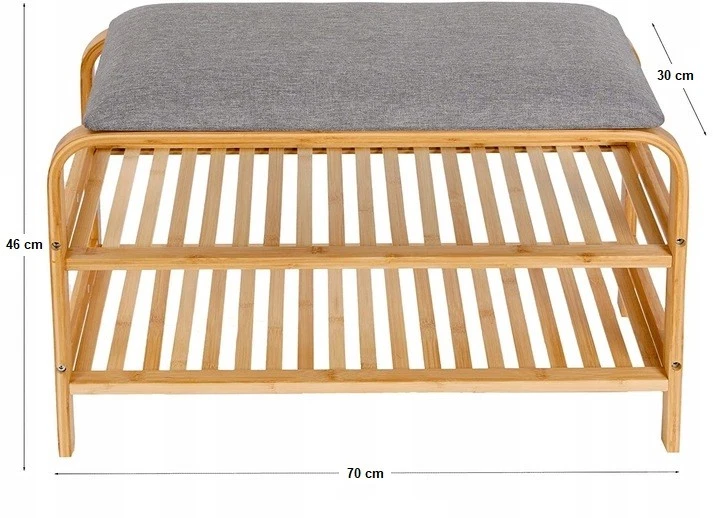 Scarpiera in bambù con panca panca per scarpe cuscino per seduta 70 x 30 x 46... - Immagine 4 di 4