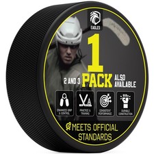EAGLES Ice Hockey Pucks 1, 2, 3, 6 or 50 Pack High Grade 1 Pack, Black