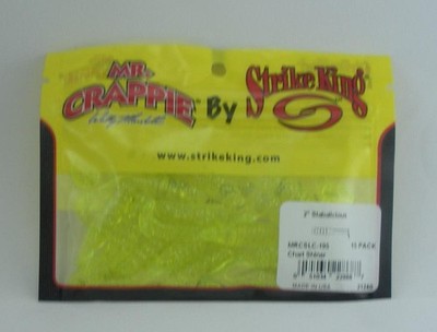 Strike King MRCSLC-195 MrCrappie 2in Slabalicous Swimbait Chartreuse Shiner 15CT