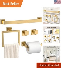 Elegant 5-Piece Gold Bathroom Accessory Set - Durable Stainless Steel 24-Inch