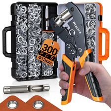 Grommets Tool Kit with 300 PCS 1/2 Inch Grommets and Carrying Case,Heavy Duty Ey