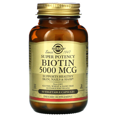Biotin, 5,000 mcg, 50 Vegetable Capsules