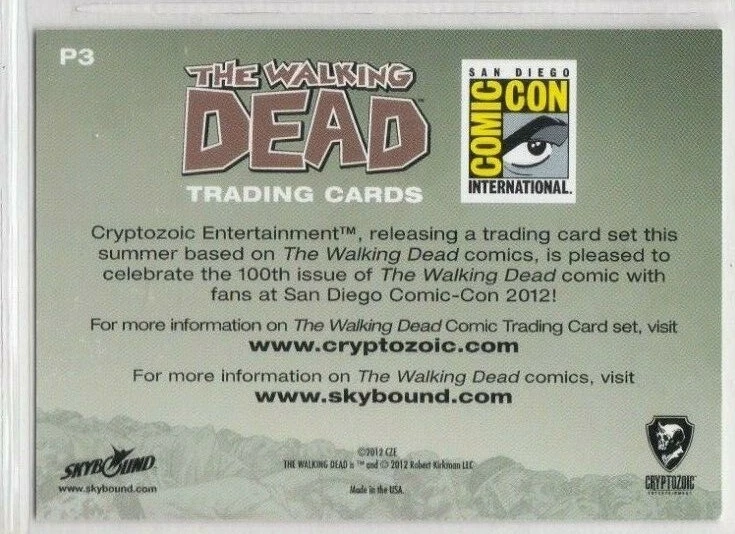 THE WALKING DEAD 2012 Comic Book Trading Cards Promo #P3 | San Diego Comic Con - Image 2 of 2