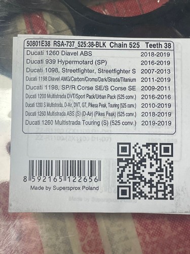 Supersprox Edge Sprocket Ducati Streetfighter 1098, RSA 737-38, #525, Black - Picture 4 of 4