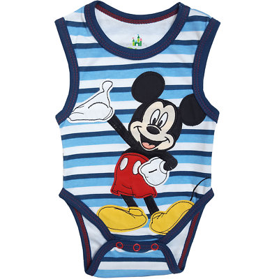 Body Mickey Mouse Disney Strampler Baby Boddies Maus Gestreift Blau Weiß