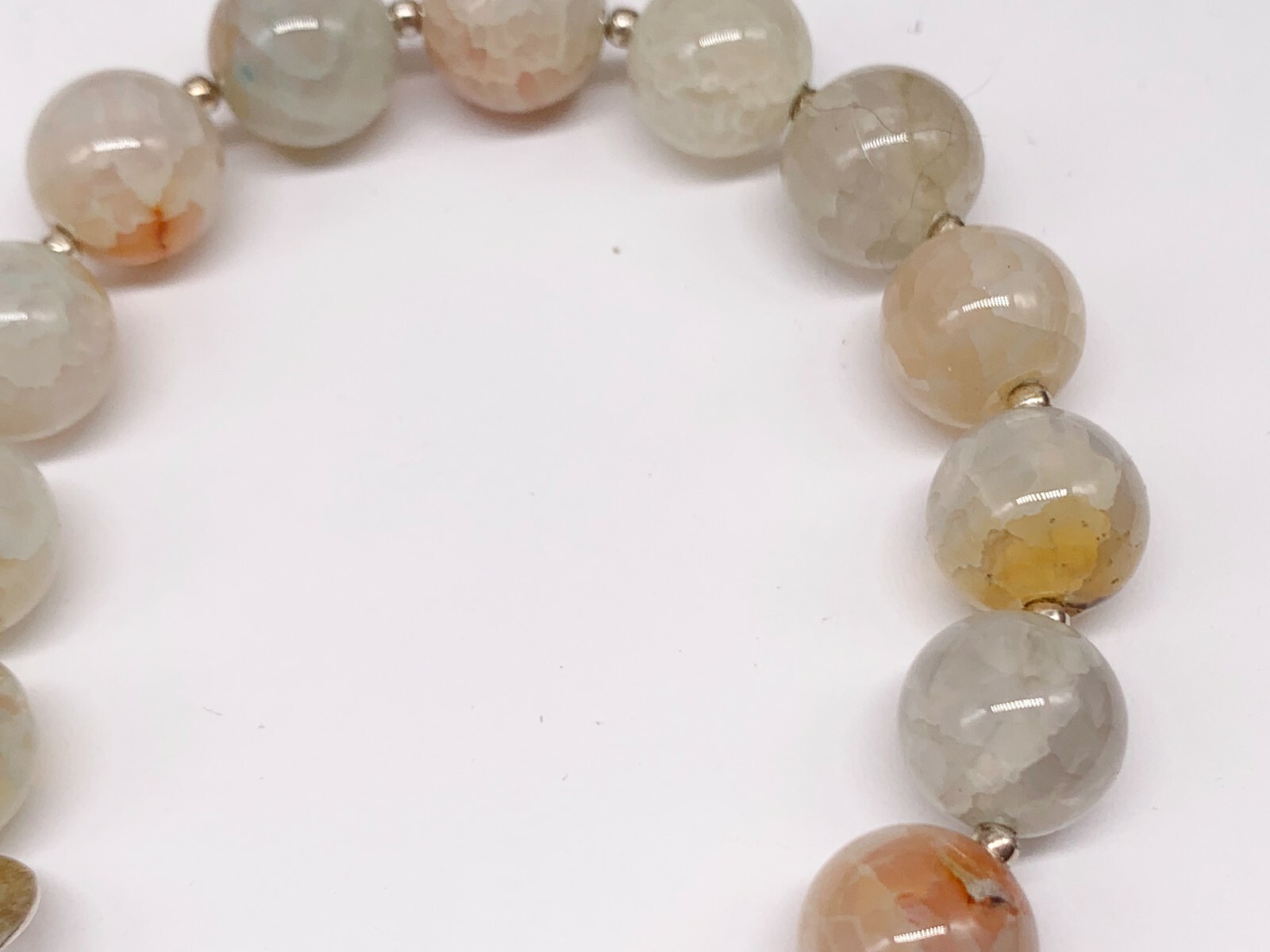 VINTAGE SOLID SILVER HEAVY BEADED AGATE PRETTY LA… - image 5