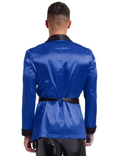 Men's Short Satin Robe with Belt Lightweight Bathrobe Pajamas Spring Summer - Picture 30 of 77