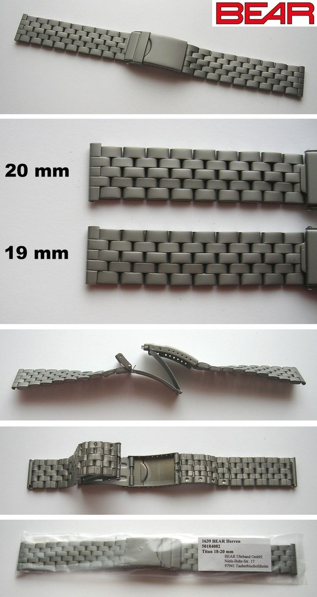 PULSERA DE TITANIO BEAR TITANIO CORREA DE RELOJ DE TITANIO selección 19 mm  o 20