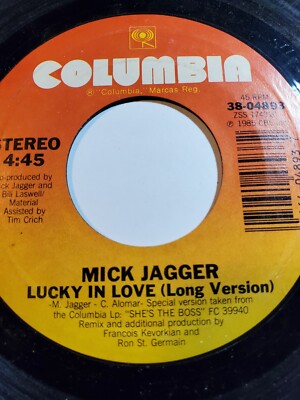 Mick Jagger - Lucky In Love (Long Version) / Running Out ,,-Columbia GOOD+ F79B