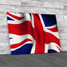 Authentic Union Jack Flag Waving Uk British Canvas Print Large Picture Wall Art