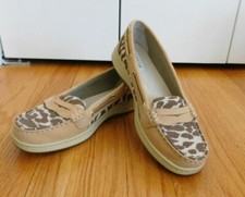 Sperry Top Sider Leopard Print Boat Shoes Loafers Women s Size 7 M Brown Gold