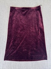Vtg Act III Skirt Womens 14 Red Solid Velvet Straight Line Union Made USA