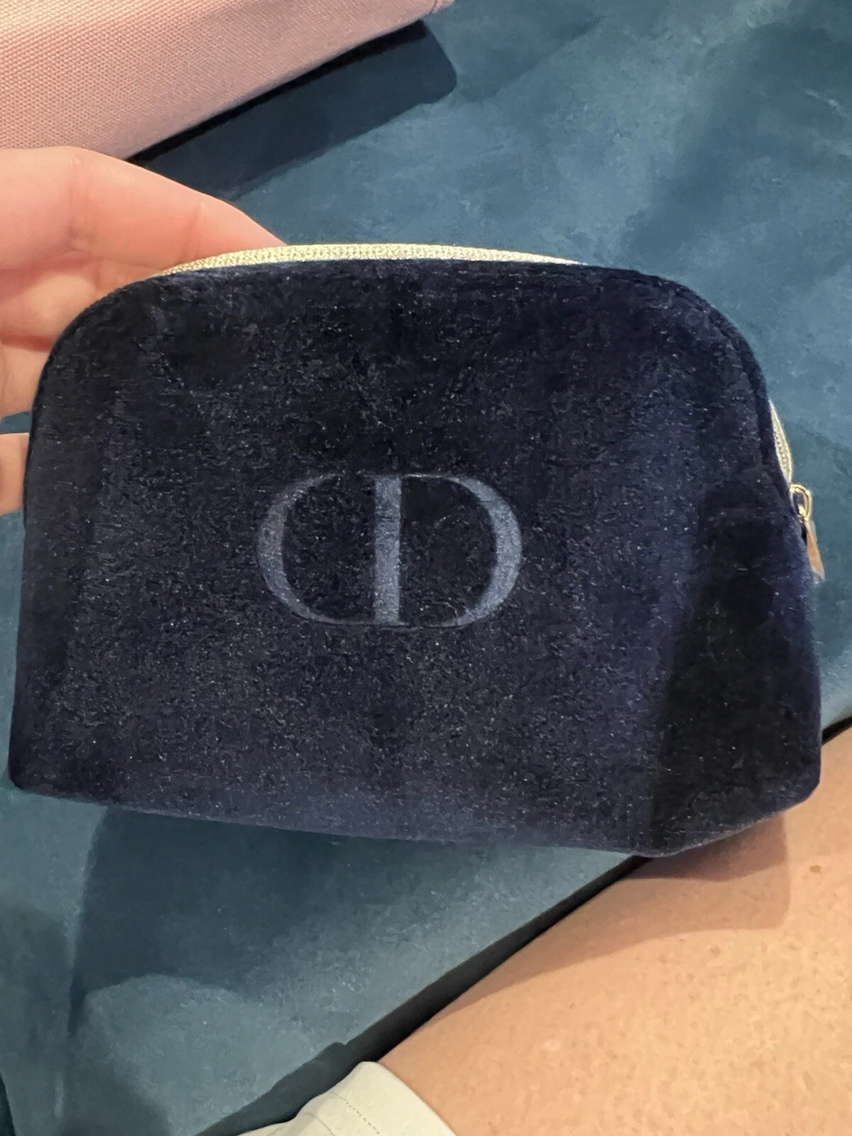 DIOR Beauty CD Logo Trousse de Maquillage Pochette Cosmétique   Velours Marine