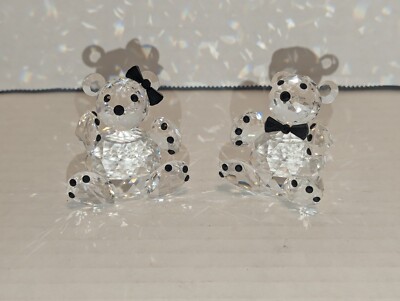 Crystal Caravan Faceted Bride and Groom Teddy Bears, 1985 W/ Black Crystals