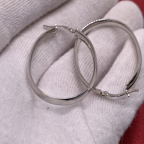 JCM Sterling Silver 1-5/8 x 1-1/8" 925 Hoop Earrings JACMEL MAURITIUS - Picture 21 of 22