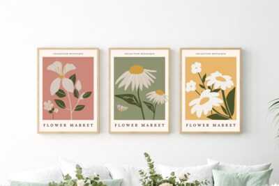 Set of 3 Flower Market Wall Art, Flowers Print, Botanical Print, Home ...