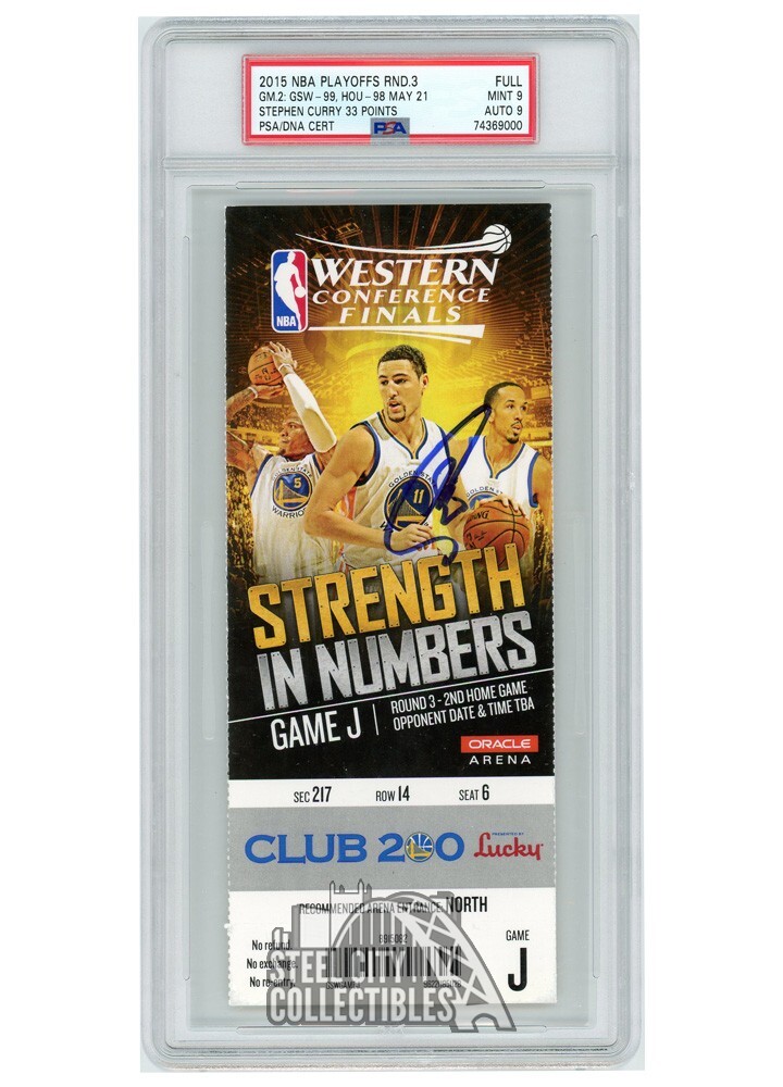 Stephen Curry Autographed 2015 WCF Round 3 Game 2 Ticket PSA 9 PSA/DNA 9