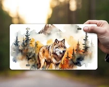 Mountain Wolf Print Front License Plate Car Accessory Vanity Plate