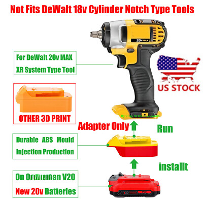 Adaptor for Craftsman 20V New V-20 Red Battery To Power for DeWalt 20V MAX Tools
