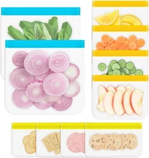 10Pk Reusable Silicone Storage Bag Dishwasher Safe for Fruit, Food, Vegetables