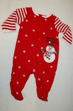 Baby Girls Boys MY FIRST CHRISTMAS Footed Pajamas SNOWMAN Sleep  Play 6-9 MO