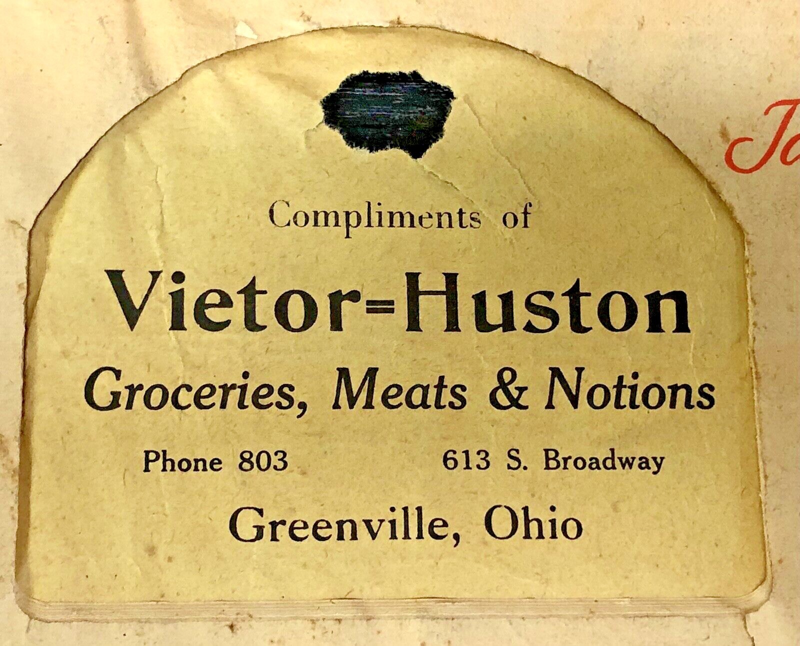 Vintage 1947 Vietor Huston Grocery Meats & Notions Wall Calendar