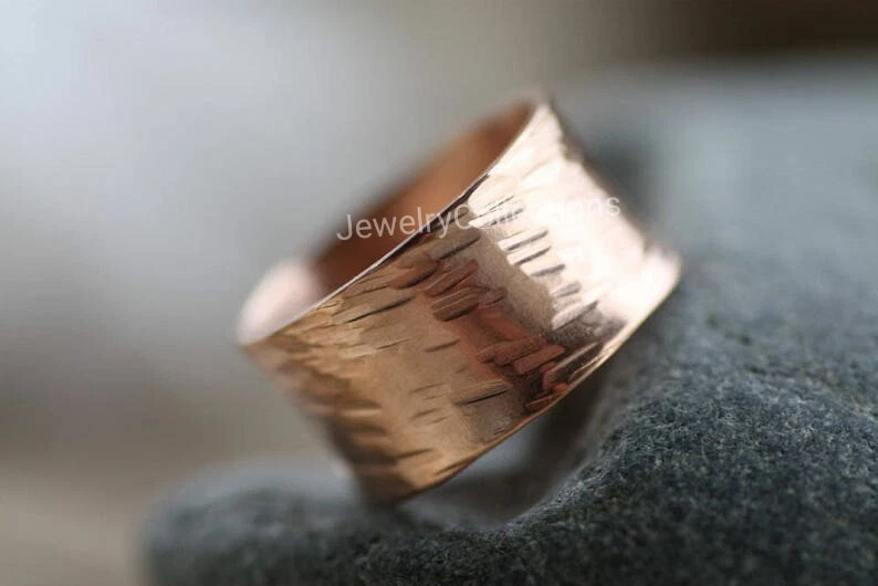 Pure Copper Ring Hammered Copper Band Ring Handmade Solid Copper Men's Ring B97 - Image 3 of 4