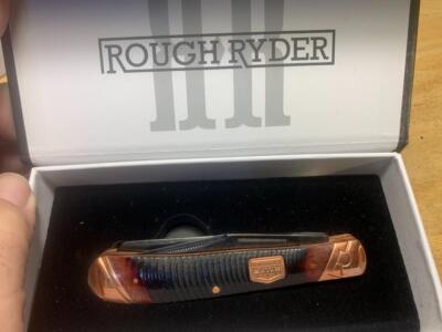 Rough Ryder Backwoods Bushcraft Amber Sawcut Trapper 4 1/8'' Pocket Knife RR1840