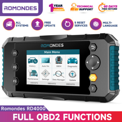 ROMONDES RD4000 OBD2 Scanner All System Diagnostic Tool Oil ABS SAS EPB Throttle