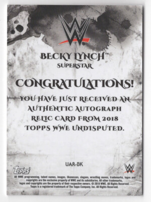 Becky Lynch 2018 Topps WWE Undisputed Autograph Shirt Relic Card