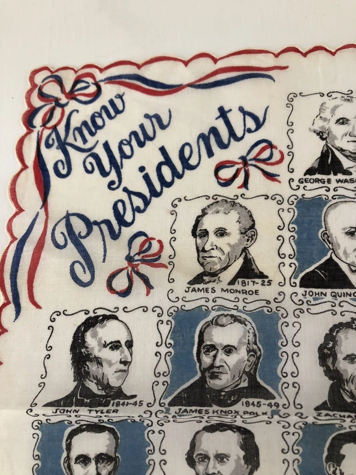 Vintage Handkerchief - HISTORICAL - KNOW YOUR PRESIDENTS 14" - Image 4 of 4