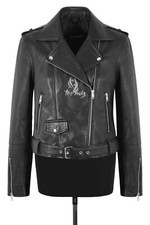 Women's Marlon Brando Real Leather Jacket Black Motorbike Fitted Biker Style