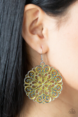 Paparazzi ~ MANDALA Effect Yellow Earrings ~  NEW RELEASE 2021  ~ *WOW*