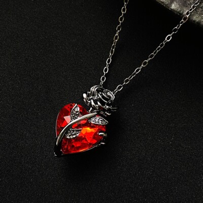 Atemberaubende Gothic Vampir Rose Halskette Herz Schwert Halloween Schmuck Geschenk