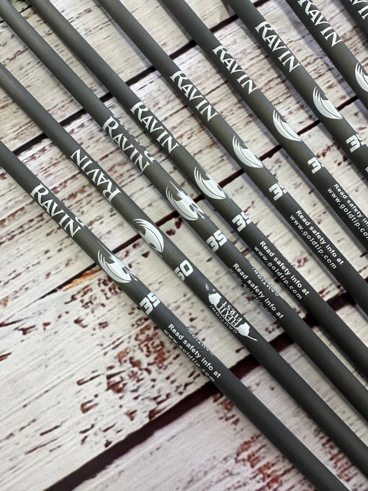 Dozen GOLD TIP Ravin 20" 350 Crossbow Bolts 2" vane WITH MUZZY 3 BLADE broadhead - Image 3 of 4