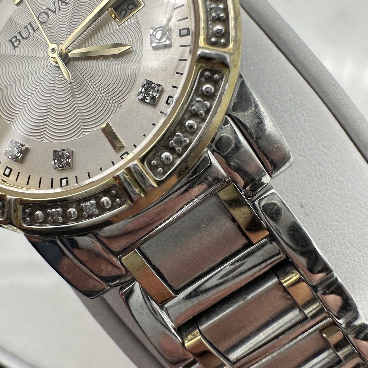 Bulova 98R226 Date Gold & Silver Tone 24 Diamond Accented