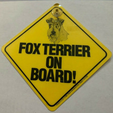 Fox Terrier on Board Car Window Sign w/ Suction Cup - 1985 - Royce Int'l