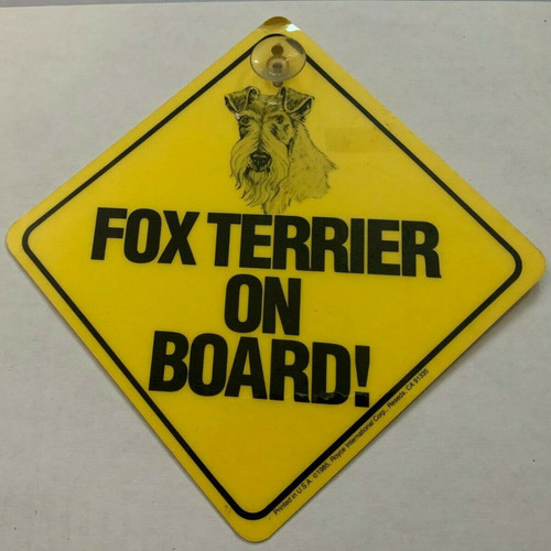Fox Terrier on Board Car Window Sign w/ Suction Cup - 1985 - Royce Int'l
