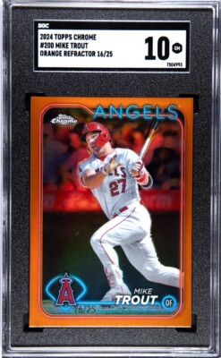 2024 Topps Chrome Mike Trout Orange Refractor #200 /25 SGC 10 GEM MINT