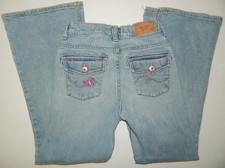 OSHKOSH girls Light Blue DENIM Pink Stitch Pocket JEANS 10